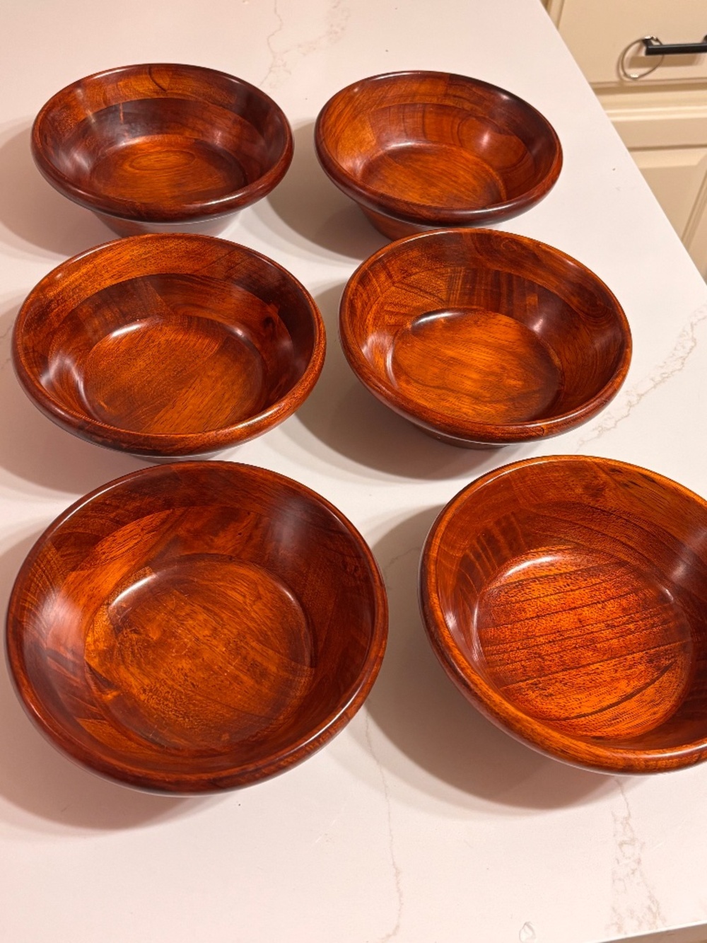 Tuttocasa Wood Salad Bowls Vintage MCM 7" round Set of 6